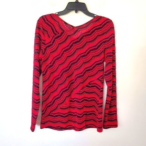 *Dana Buchman Red/Black Open Knit Sweater M - Picture 2 of 6